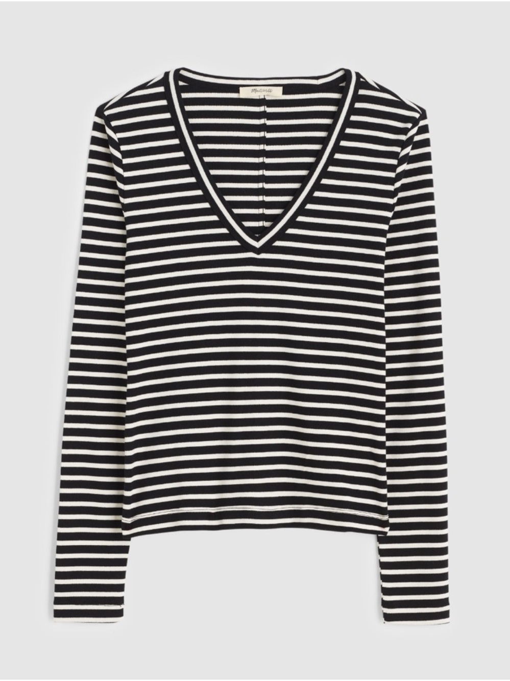 NWT MADEWELL The 90s V Neck Long Sleeve in Compact Cotton size women’s XL